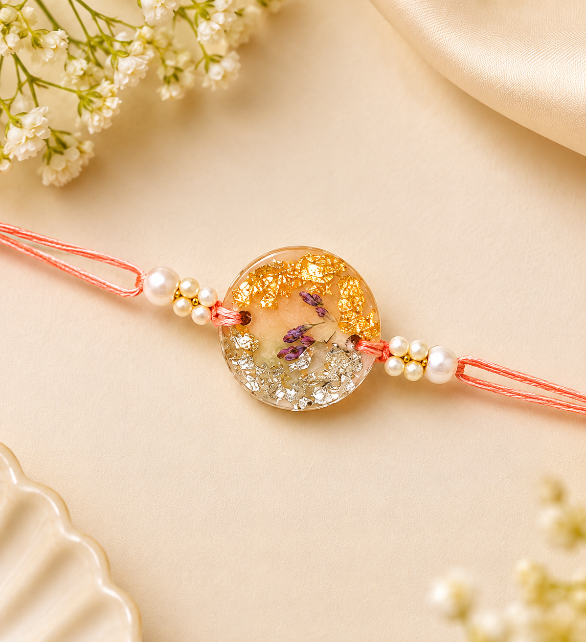 Elegant Resin pink rakhi