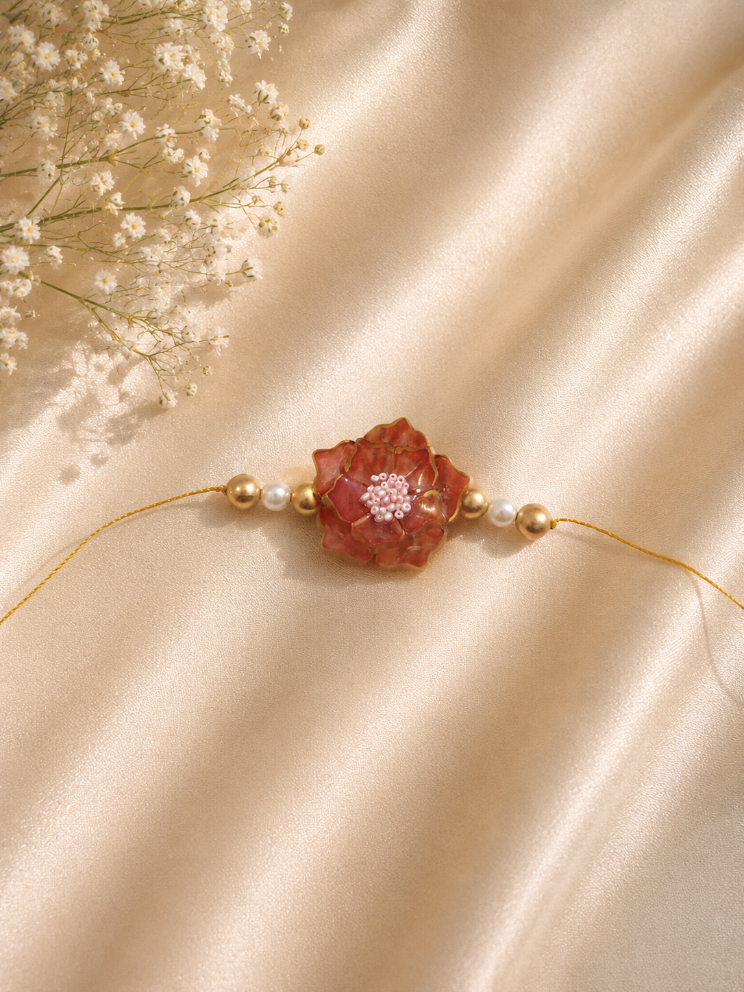 Golden Bloom Floral Rakhi