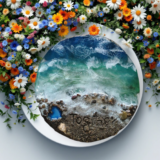 Resin ocean wall clock