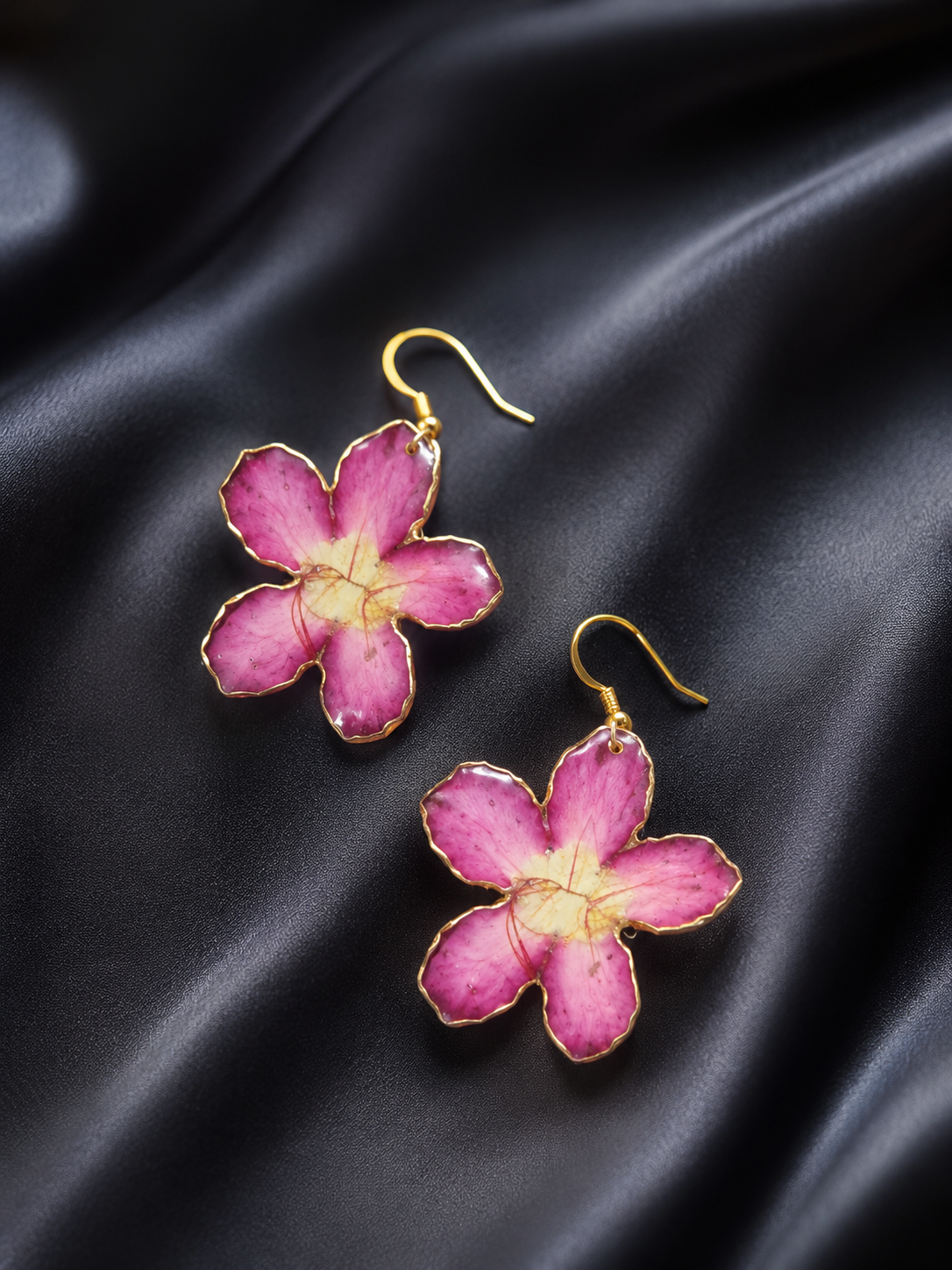 Pink Pressed Flower Resin Earrings