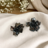 Black Floral Resin Earrings